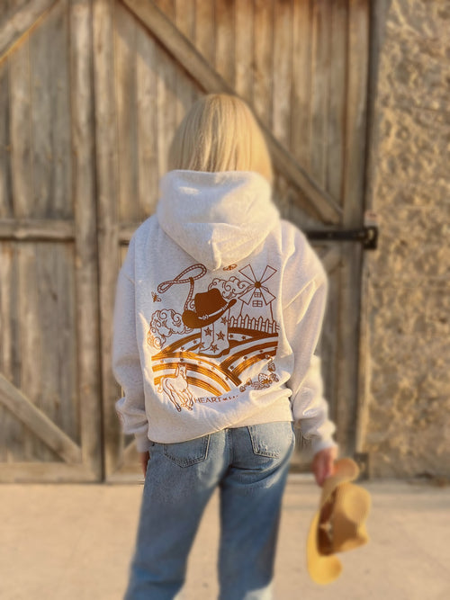 PRE-ORDER “Hazel Fields” Hoodie in Heather Cloud White