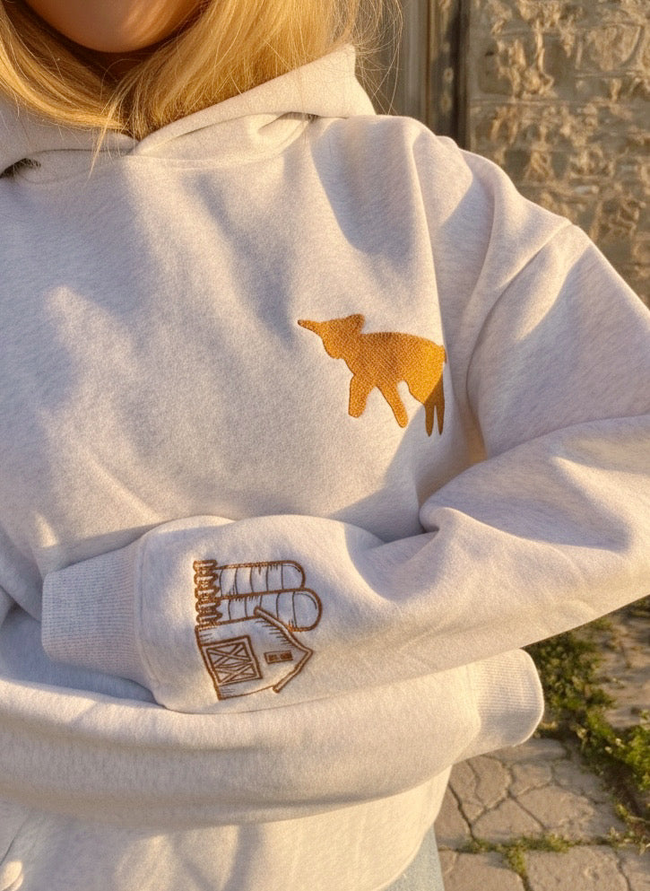 PRE-ORDER “Hazel Fields” Hoodie in Heather Cloud White