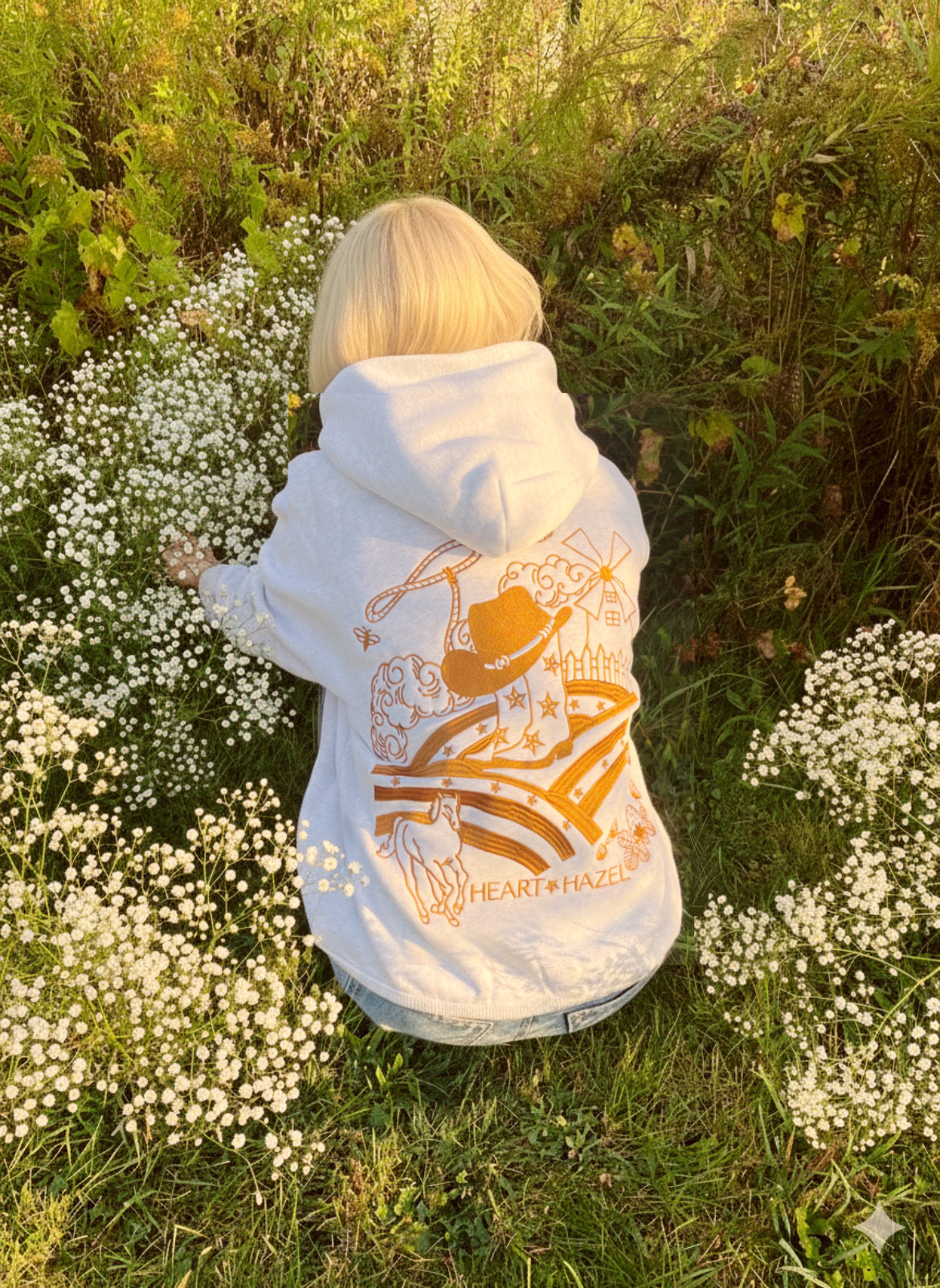 PRE-ORDER “Hazel Fields” Hoodie in Heather Cloud White