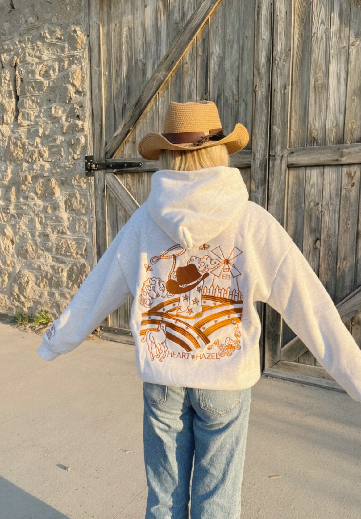 PRE-ORDER “Hazel Fields” Hoodie in Heather Cloud White